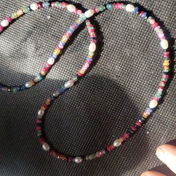 Natural sapphire and cultured freshwater pearls 925 - Picture 3 of 6